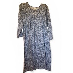 Calida of Switzerland Blue/Gray Floral 100% Cotton Nightgown Pajamas Lounge XL